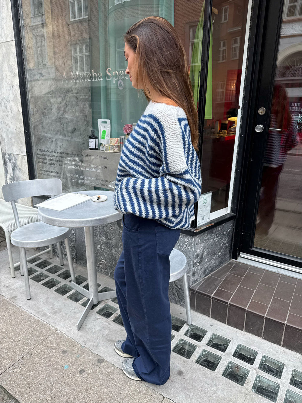 Gabardin jacquard pants - Navy