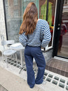 Gabardin jacquard pants - Navy