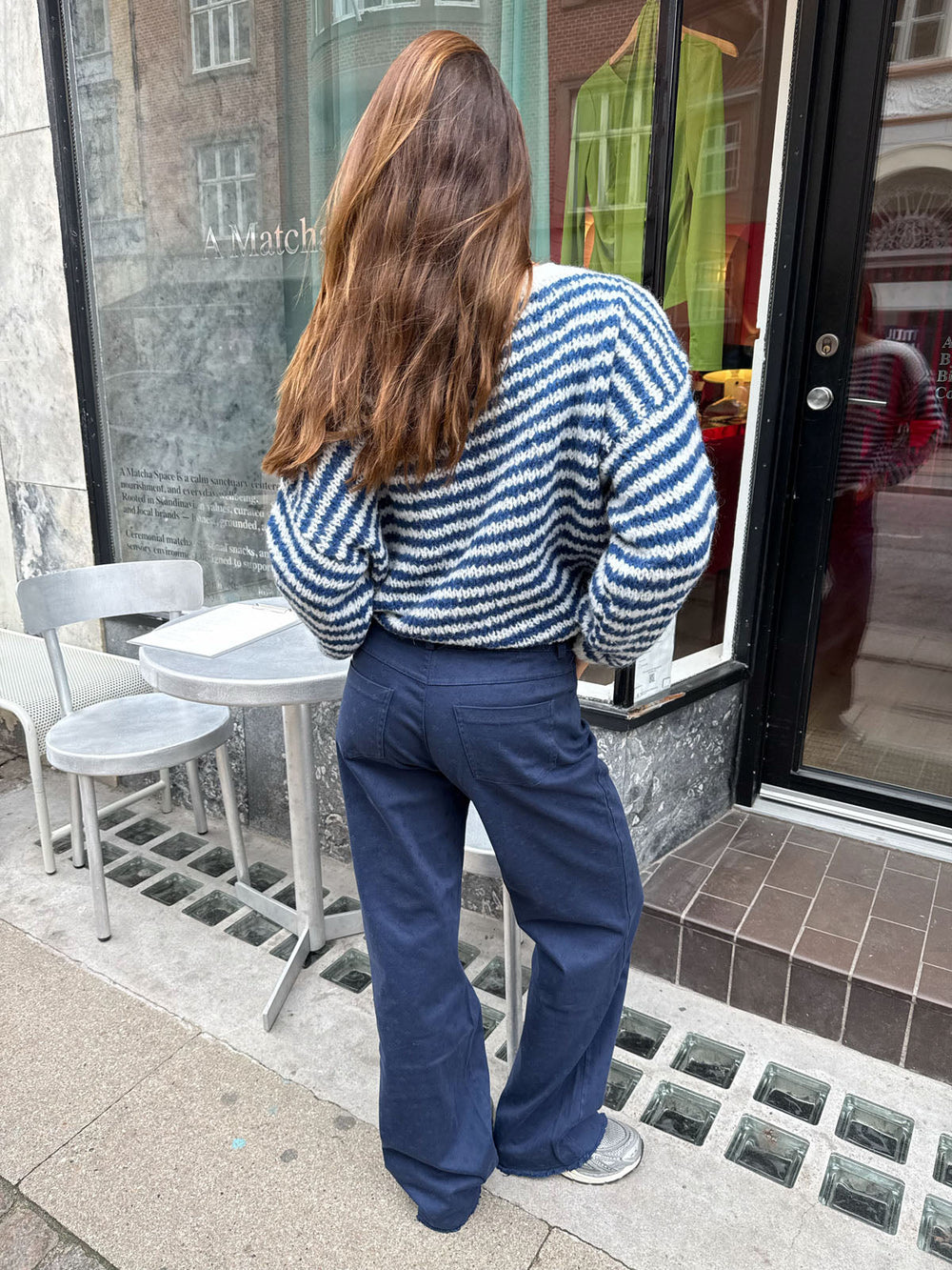 Gabardin jacquard pants - Navy
