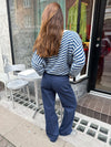 Gabardin jacquard pants - Navy