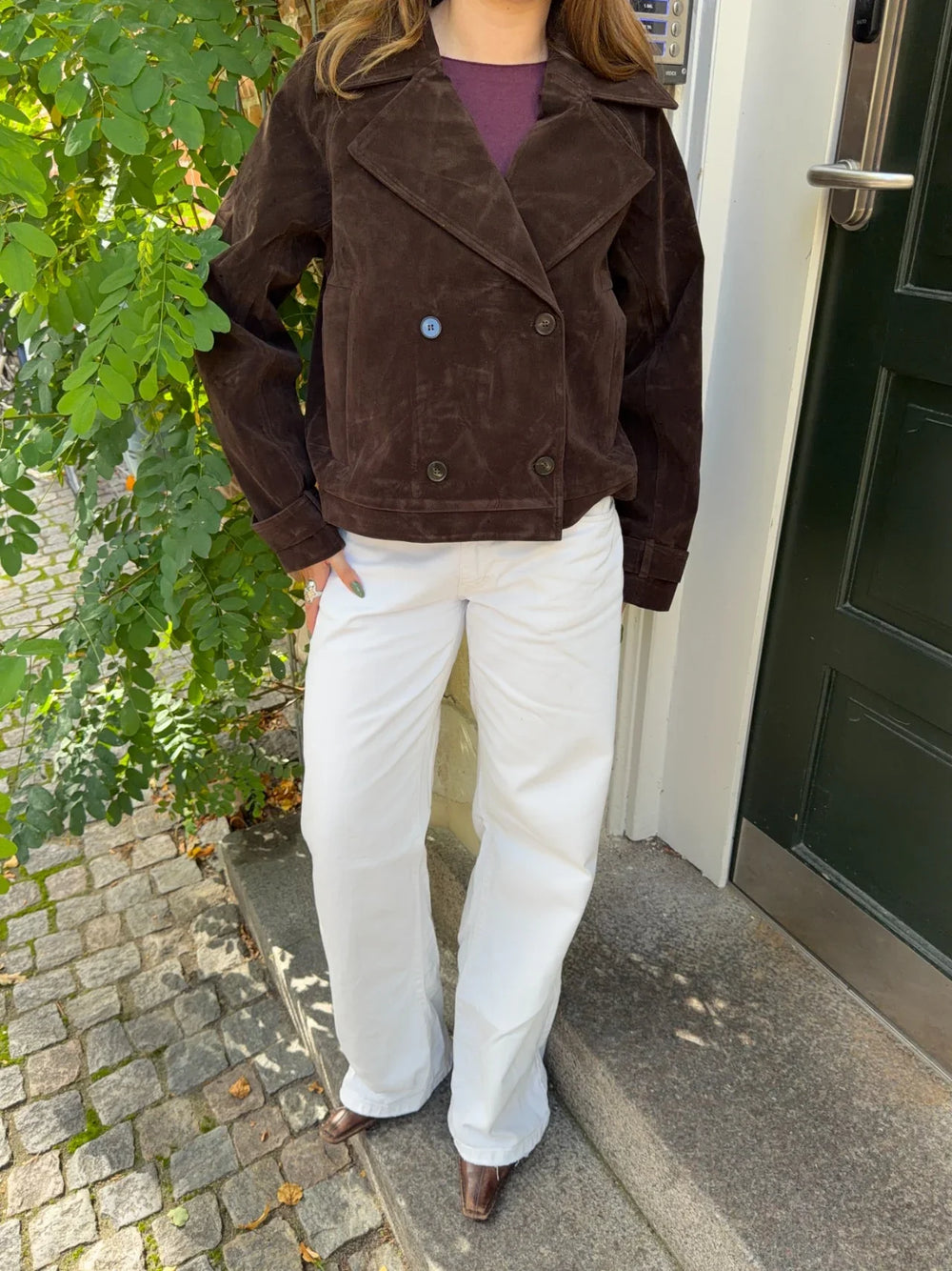 Rosie suede jacket - Dark brown