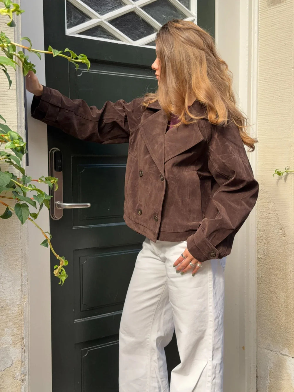 Rosie suede jacket - Dark brown