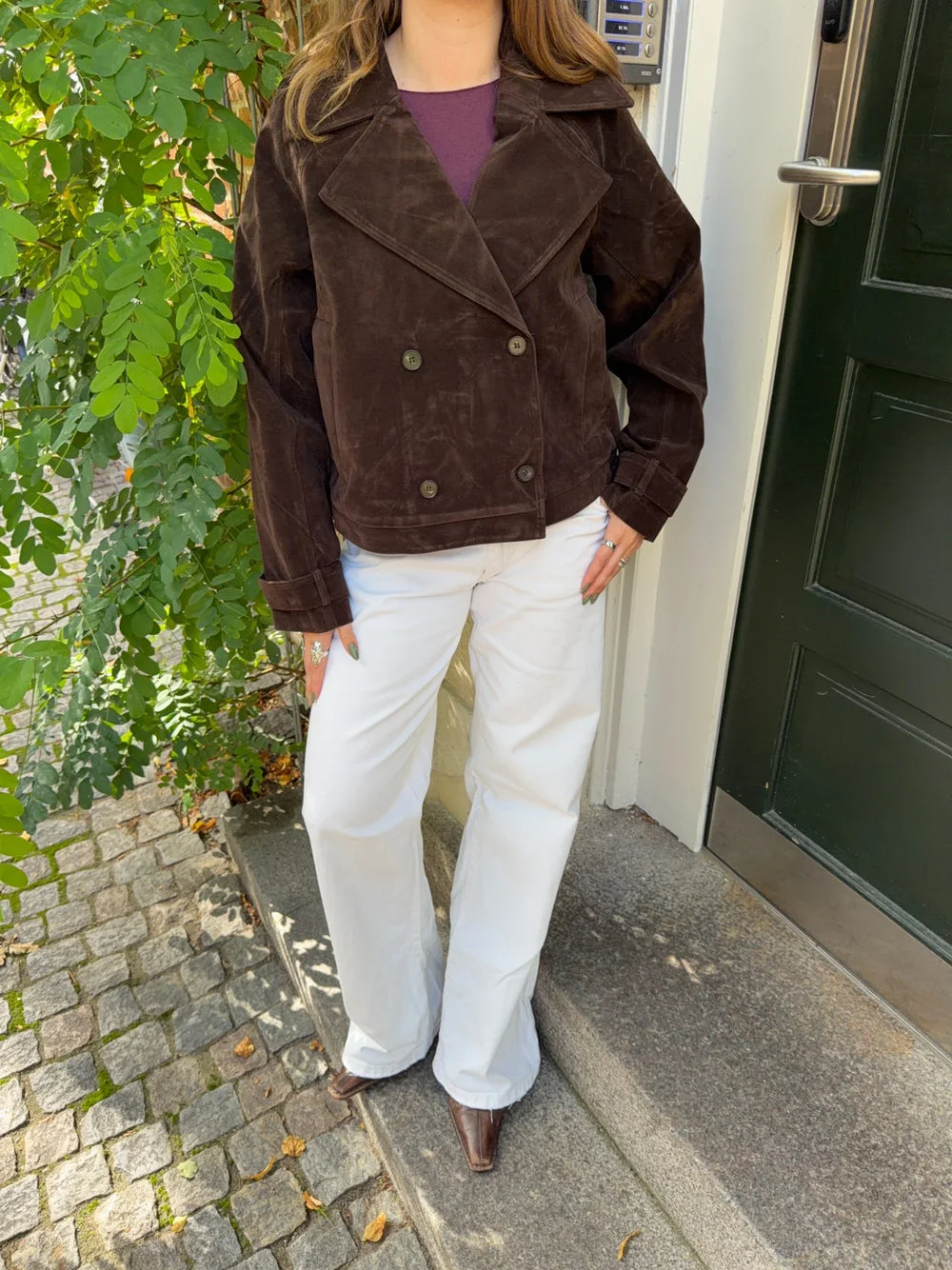 Rosie suede jacket - Dark brown
