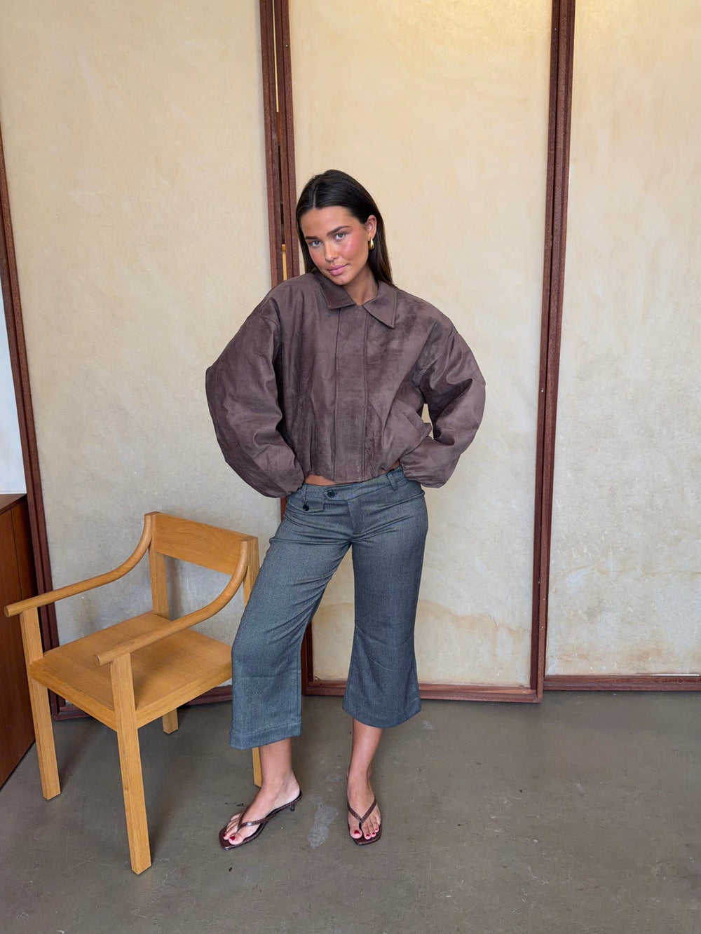 Mathilda jacket in faux suede - Brown