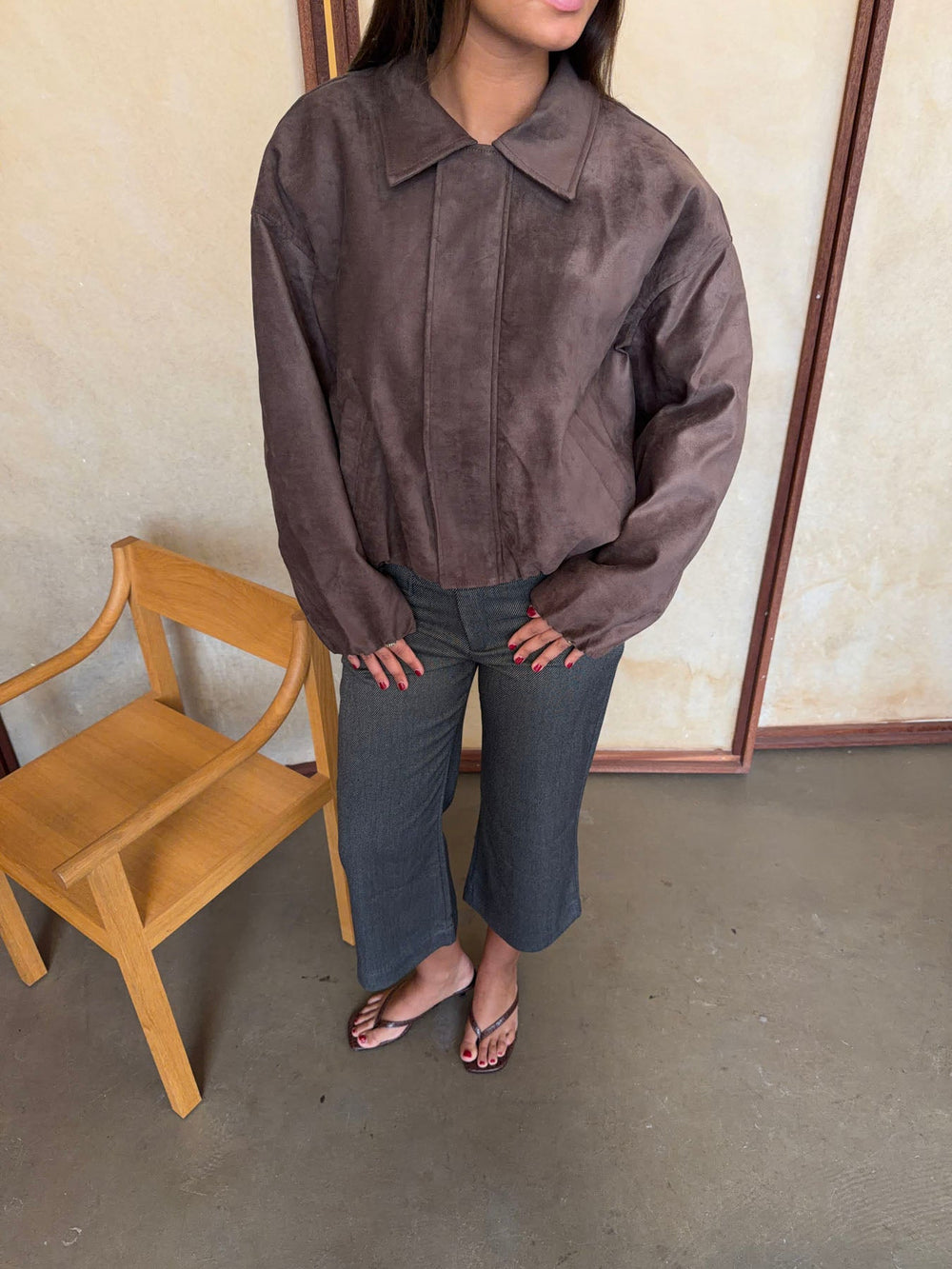 Mathilda jacket in faux suede - Brown