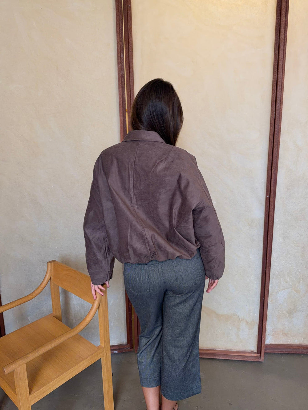 Mathilda jacket in faux suede - Brown