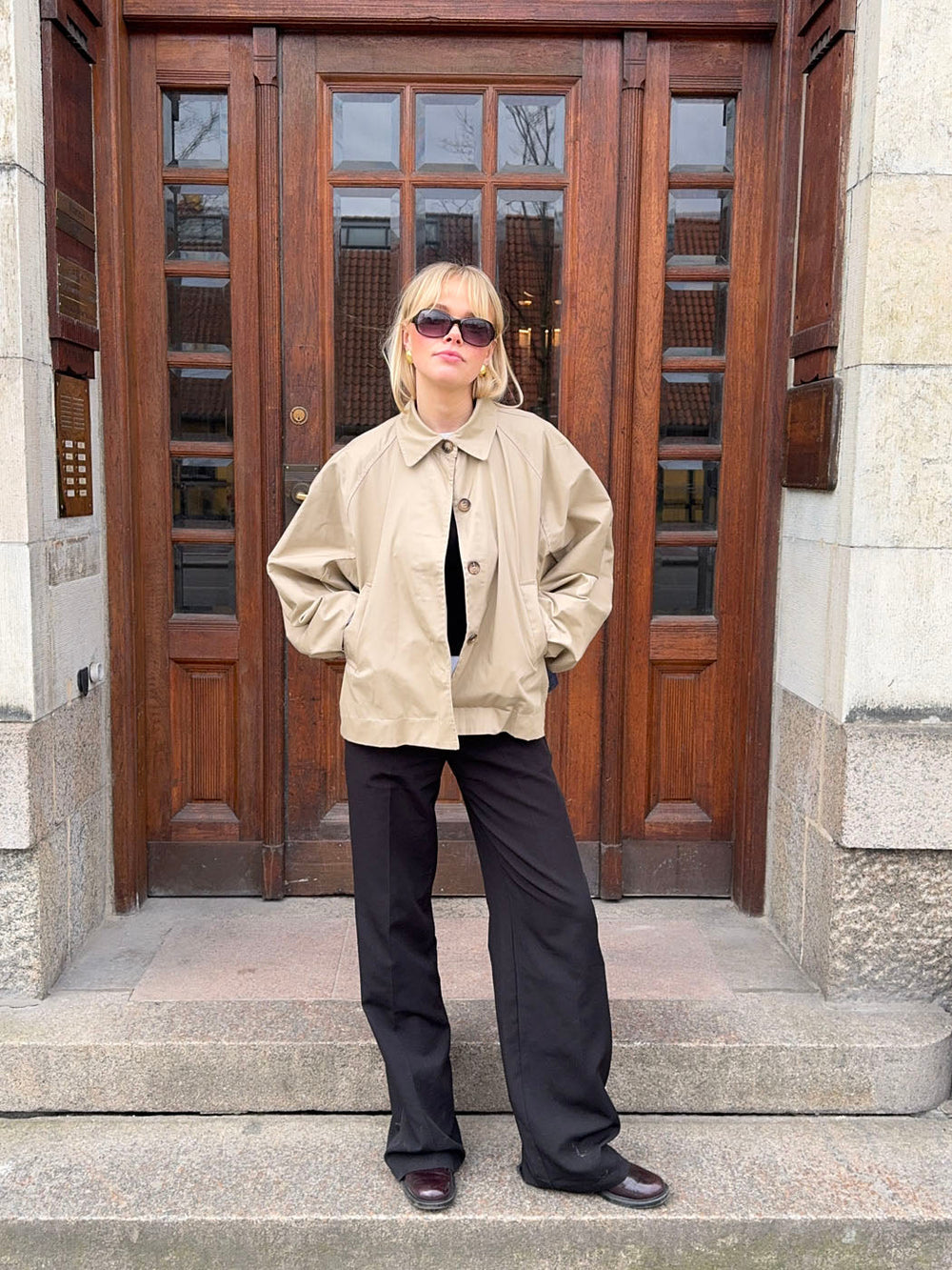 Lenaya jacket with denim back - Beige