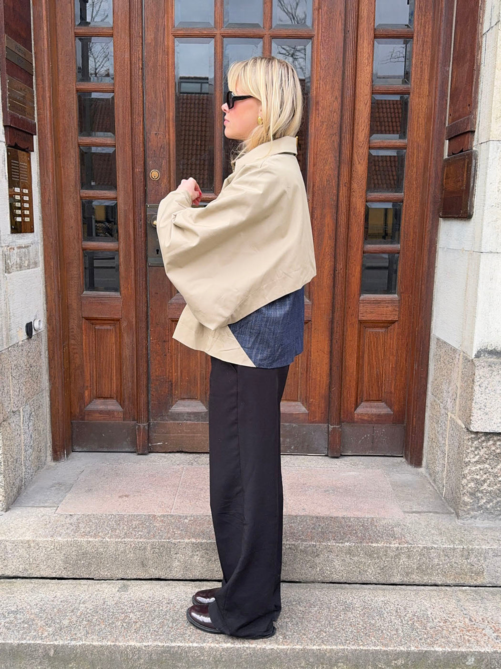 Lenaya jacket with denim back - Beige