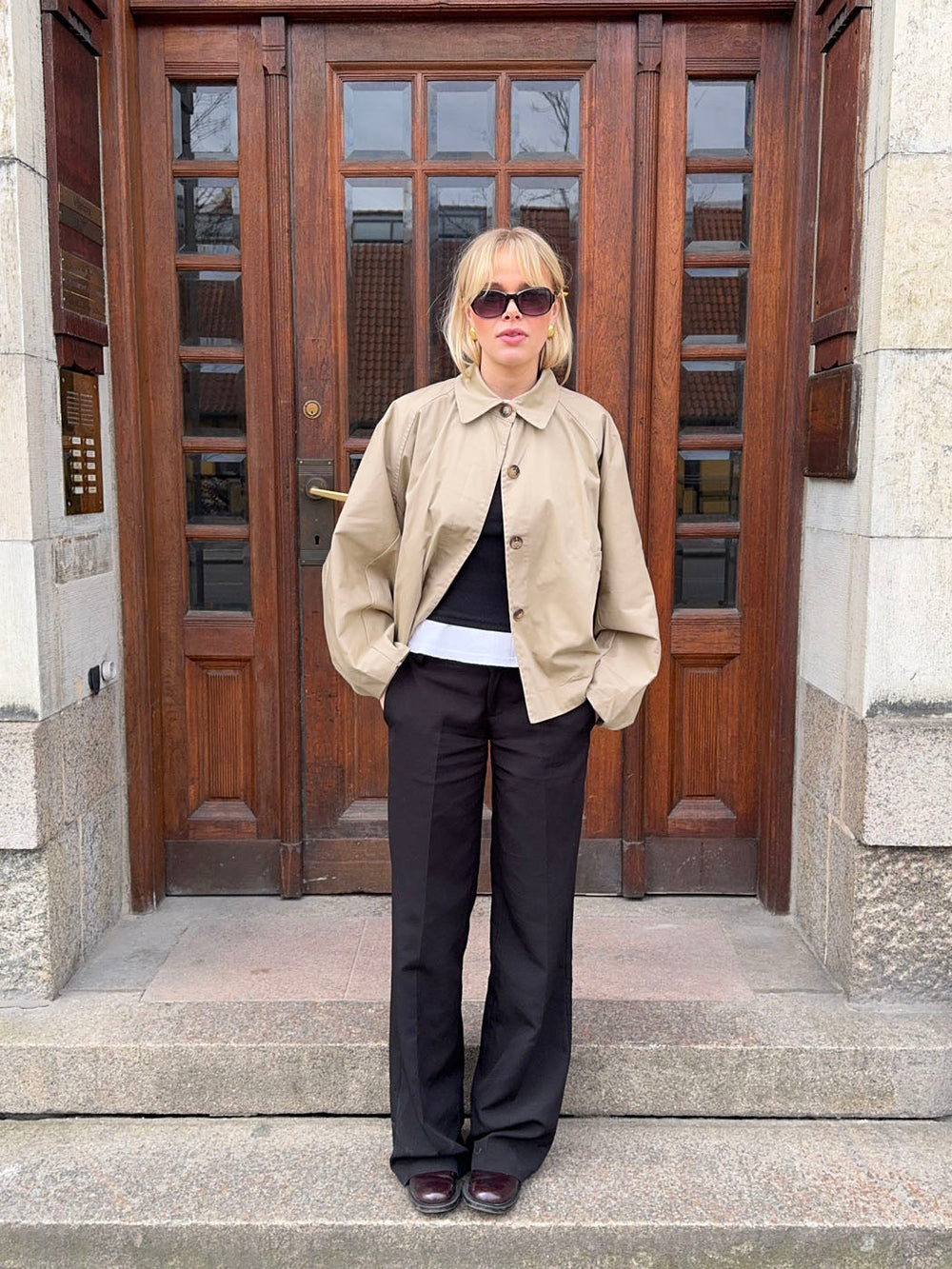 Lenaya jacket with denim back - Beige