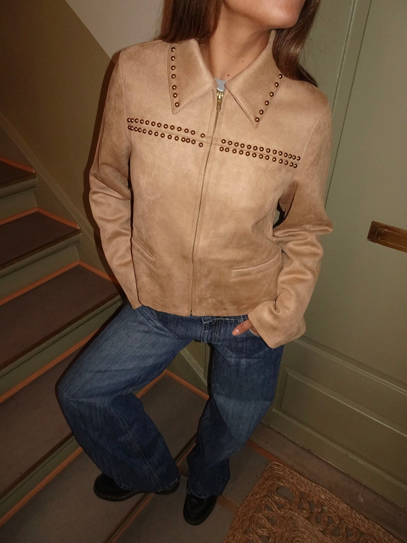 Camela jacket with studs - Beige – Designbysi.se