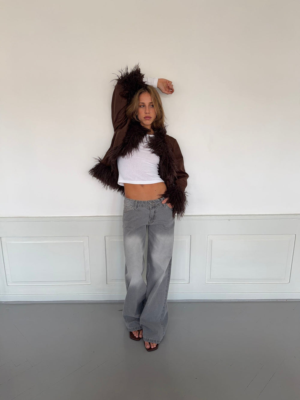 Belindina faux fur jacket - Brown