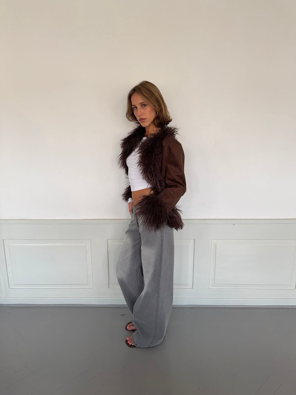 Belindina faux fur jacket - Brown