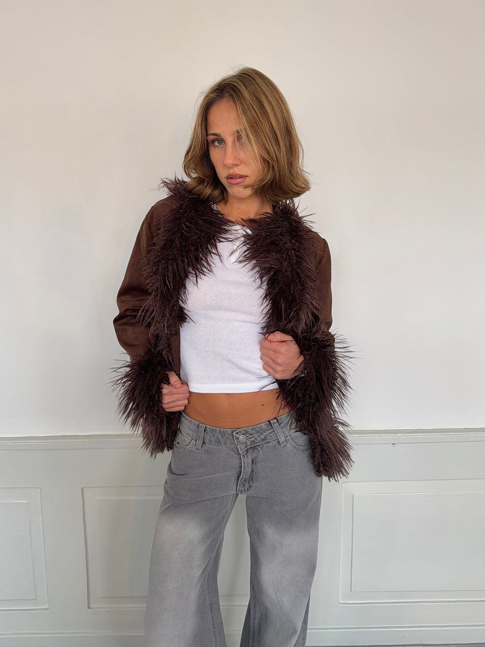 Belindina faux fur jacket - Brown