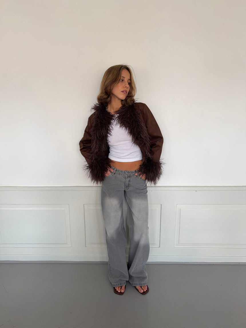 Belindina faux fur jacket - Brown