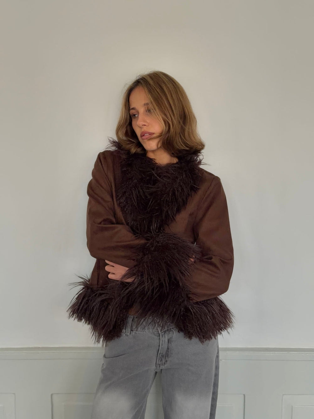 Belindina faux fur jacket - Brown