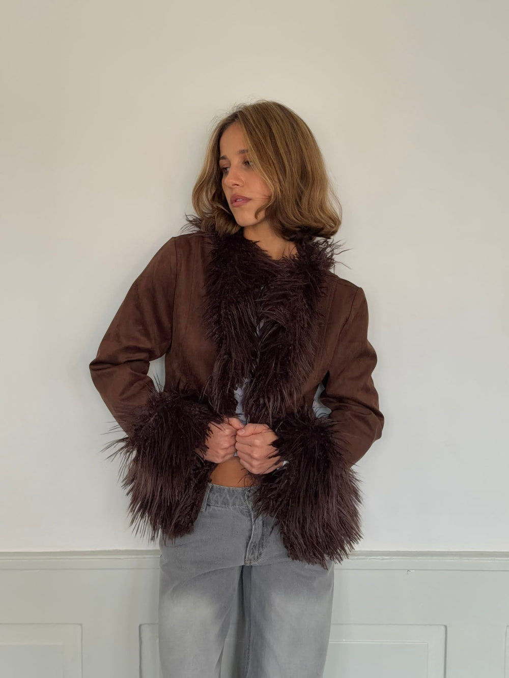 Belindina faux fur jacket - Brown
