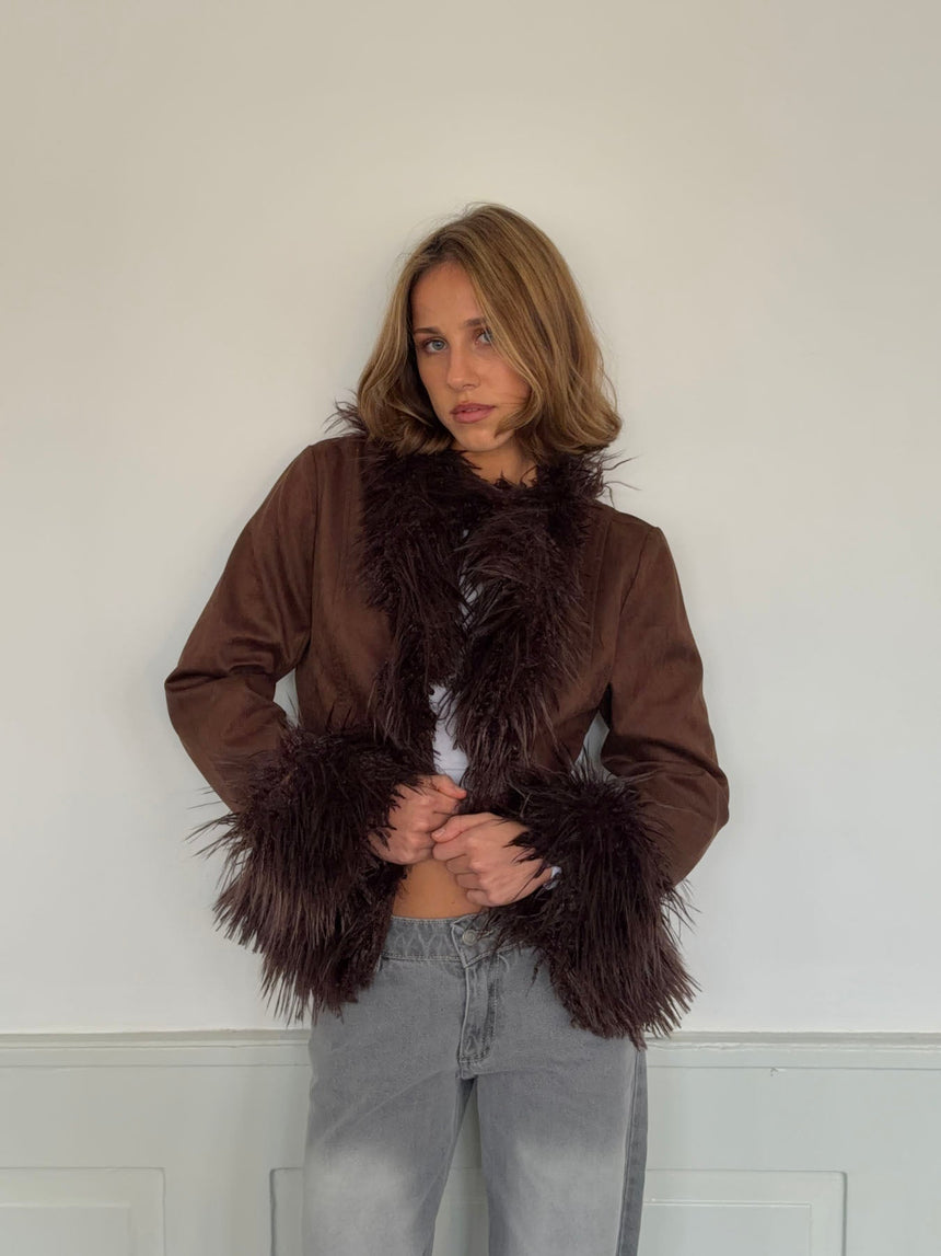Belindina faux fur jacket - Brown