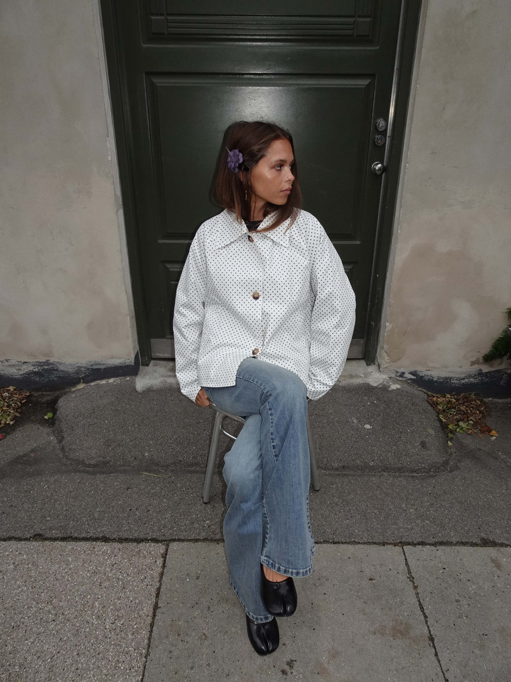 Dolly jacket with polka dots - White