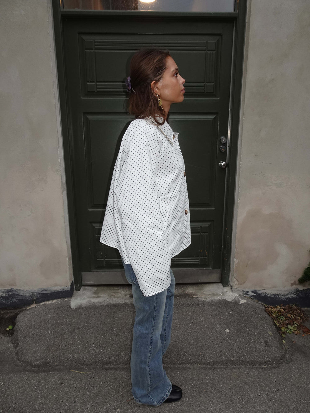 Dolly jacket with polka dots - White