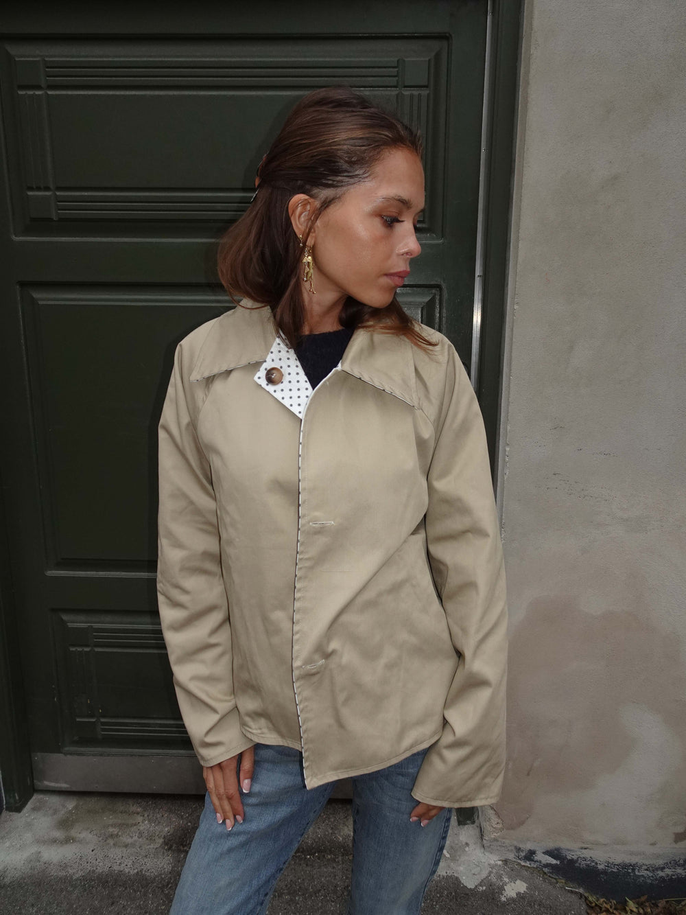 Dolly jacket with polka dots - White