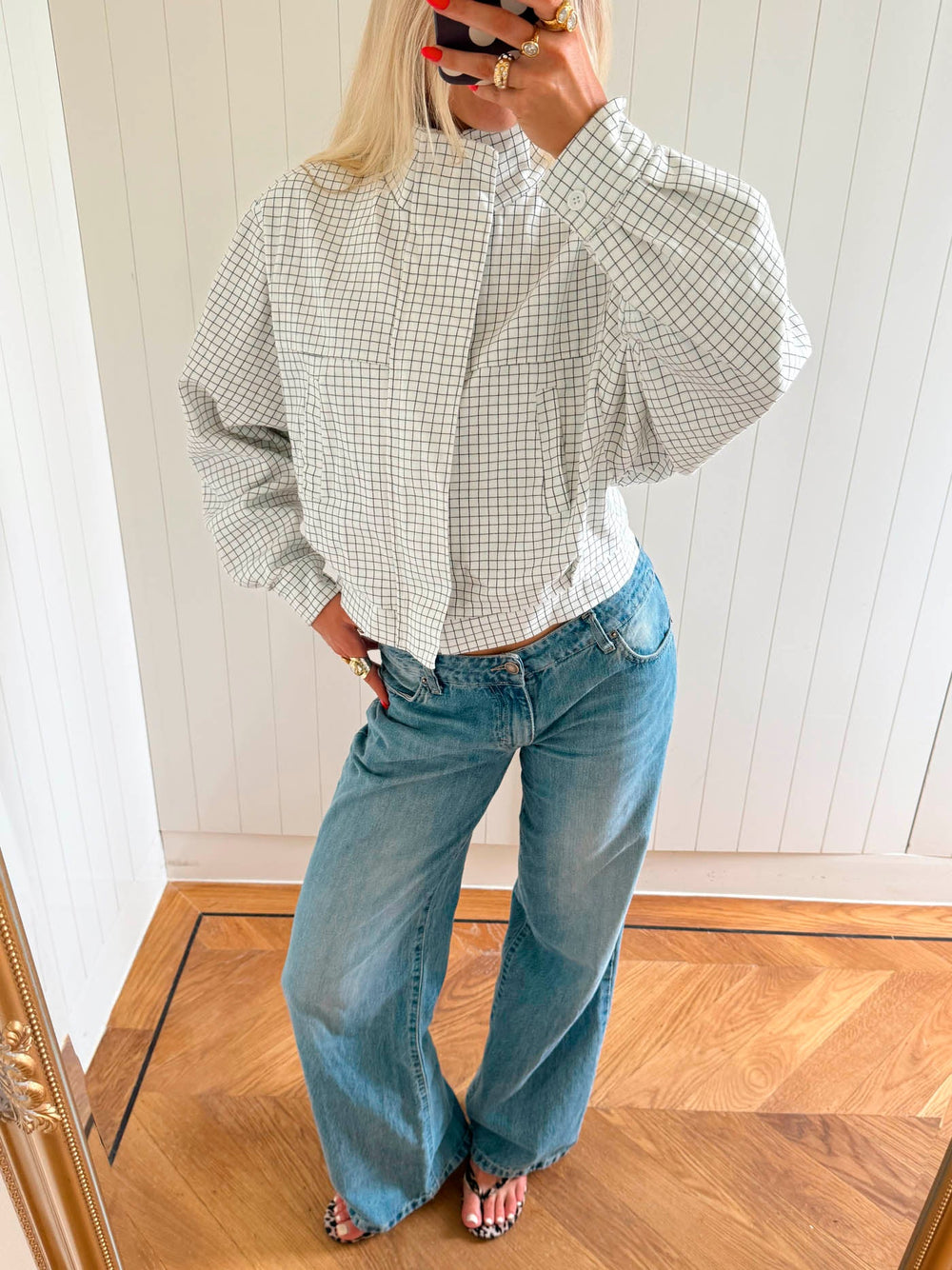 Scandivv jacket with checkers - White