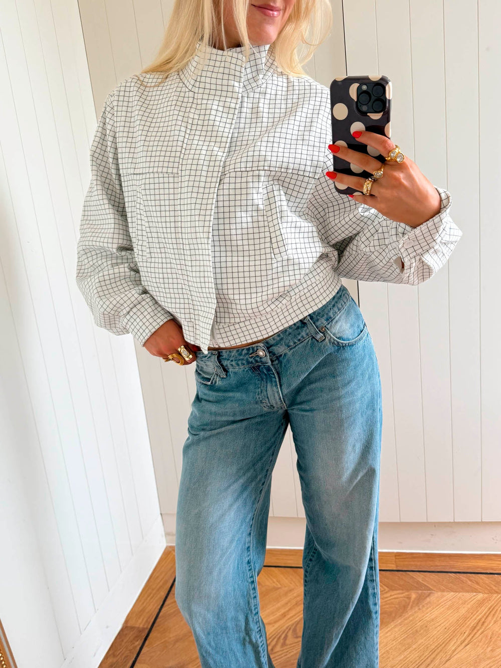 Scandivv jacket with checkers - White