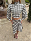 Mirandine jacket with checkers - White/grey