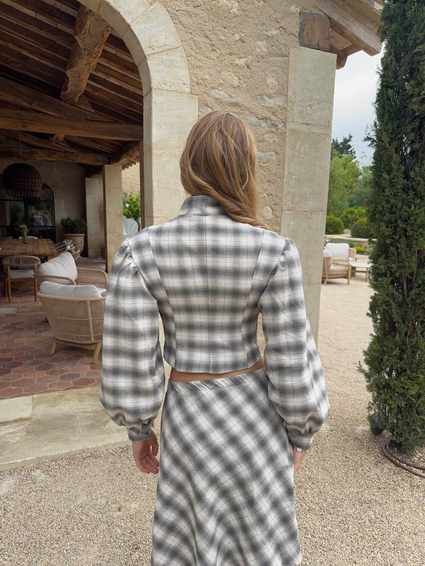 Mirandine jacket with checkers - White/grey