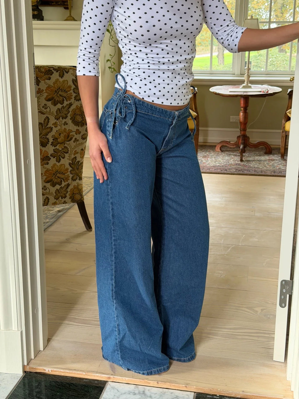 Candice jeans with ties - Blue