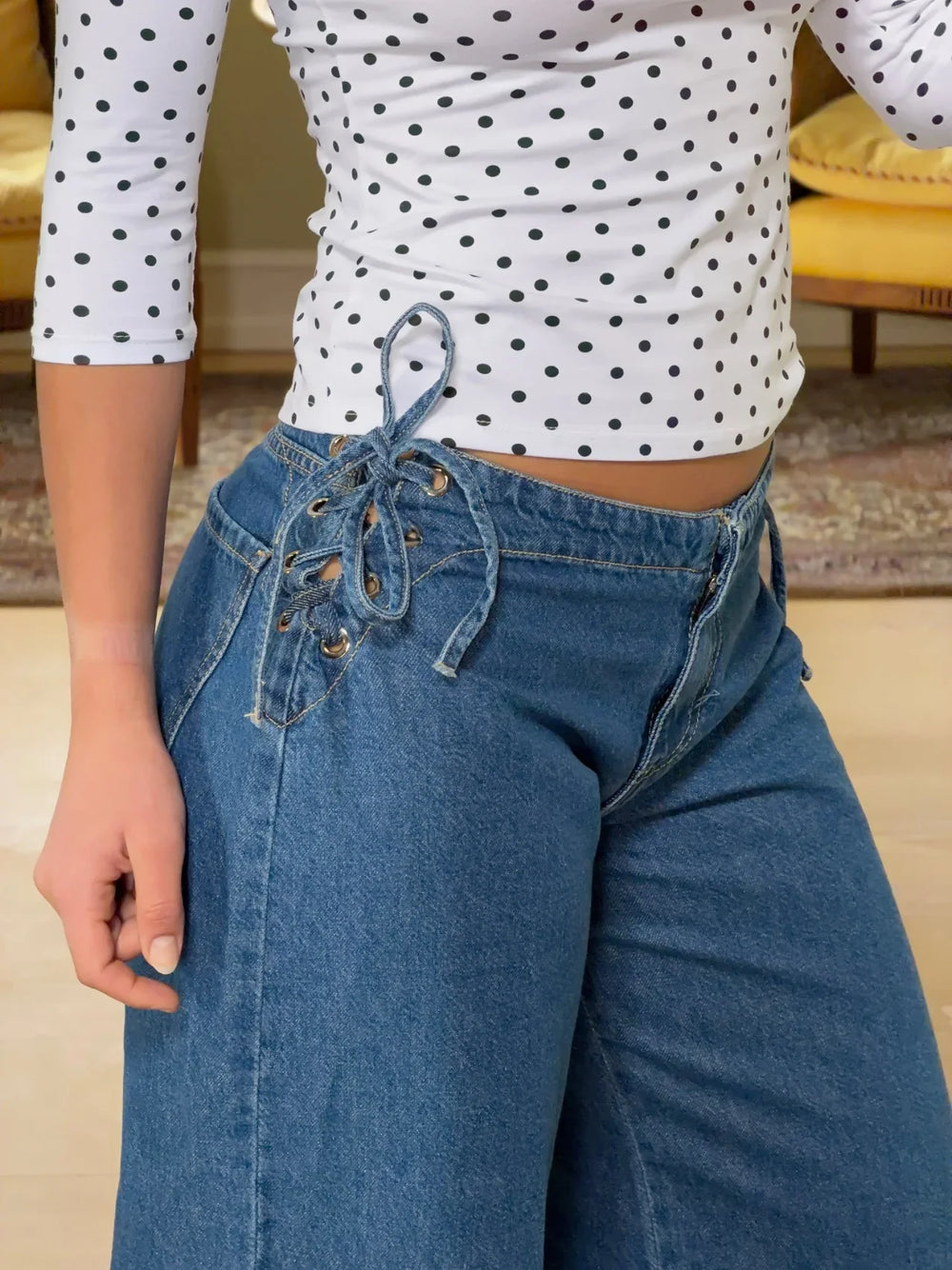 Candice jeans with ties - Blue
