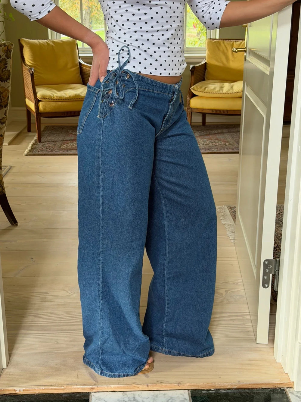 Candice jeans with ties - Blue