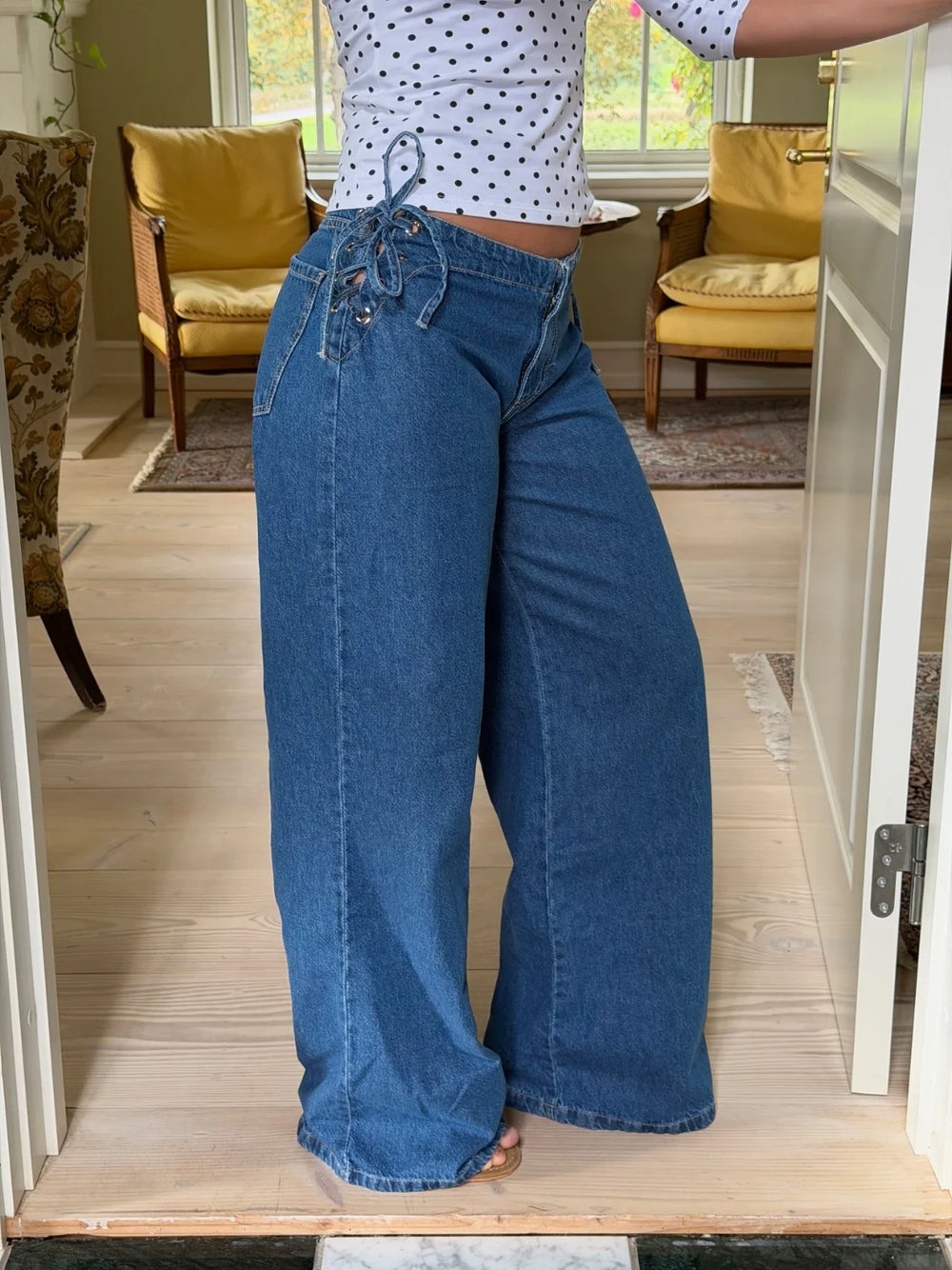 Candice jeans with ties - Blue