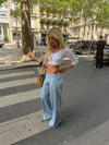 Vigga Striped Trousers – Light Blue & White