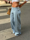 Vigga Striped Trousers – Light Blue & White