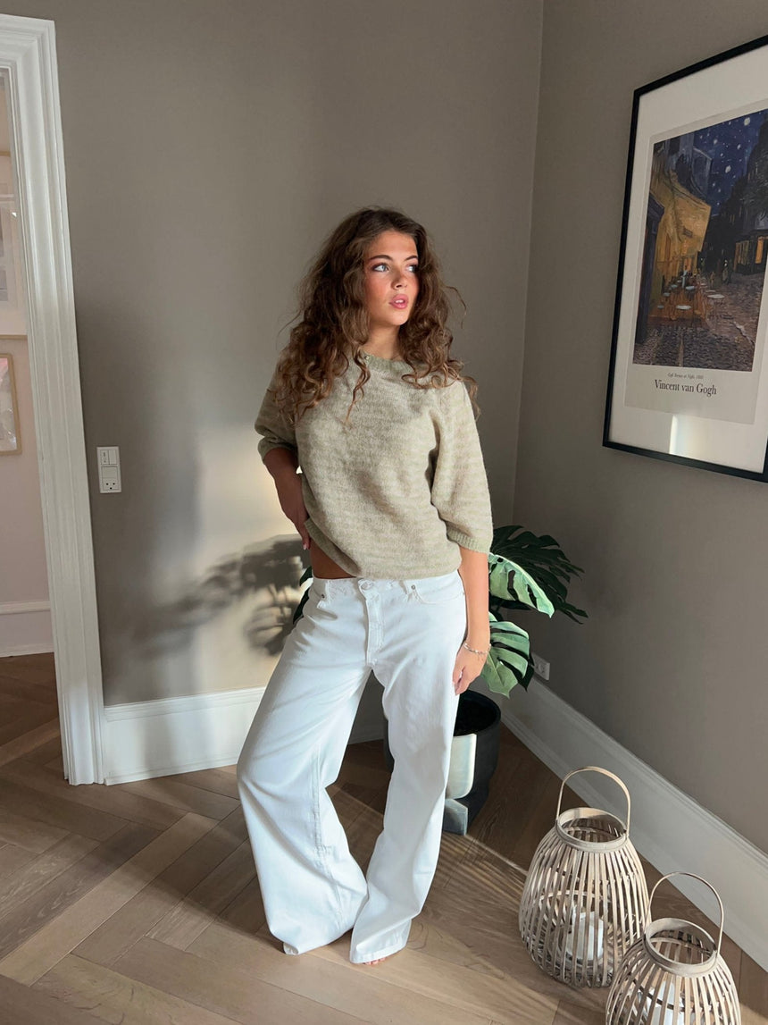 Alaia low-waisted jeans with lightning detail - White denim