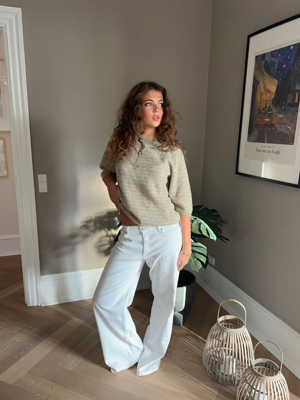 Alaia low-waisted jeans with lightning detail - White denim