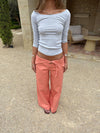 Fillina jeans with belt – Salmon pink