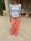 Fillina jeans with belt – Salmon pink