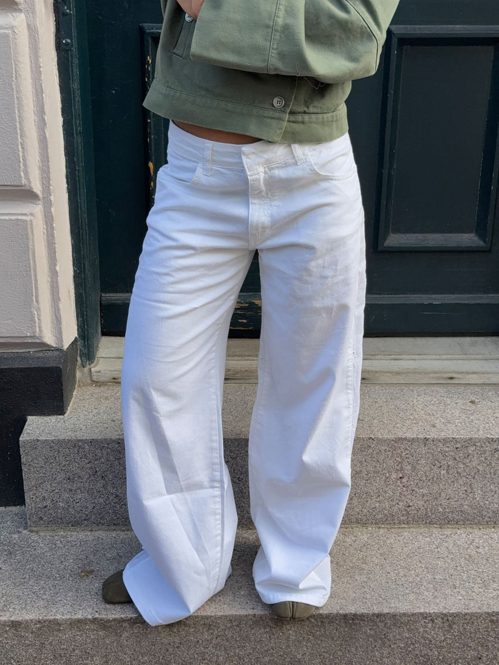 Lineana jeans with lace detail - White