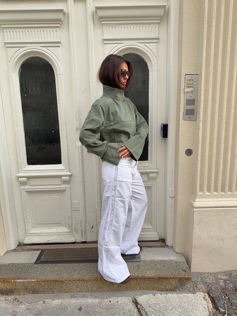 Lineana jeans with lace detail - White