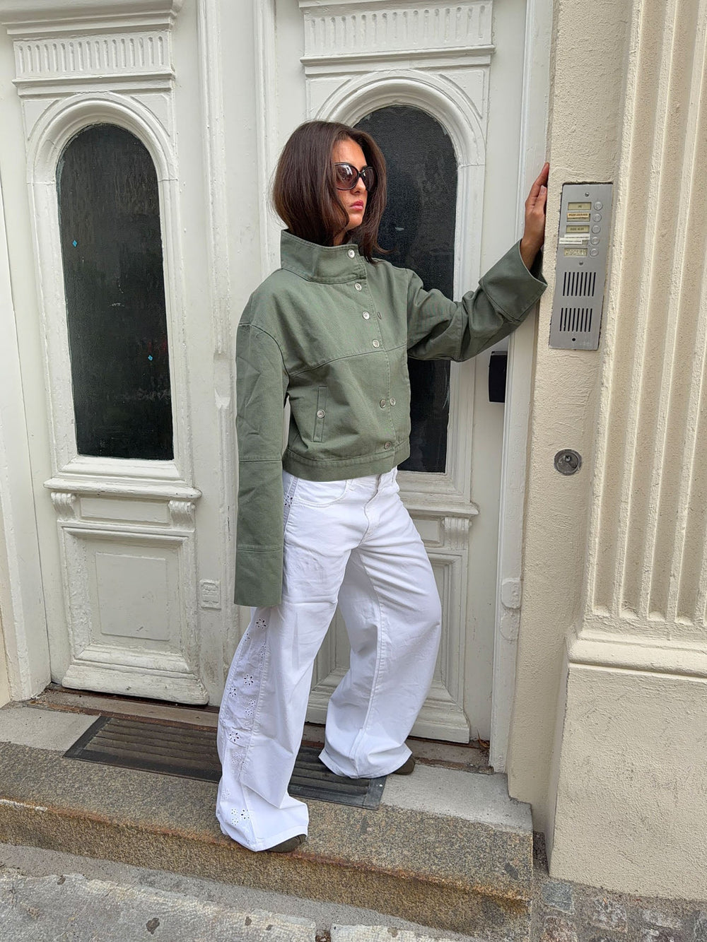 Lineana jeans with lace detail - White