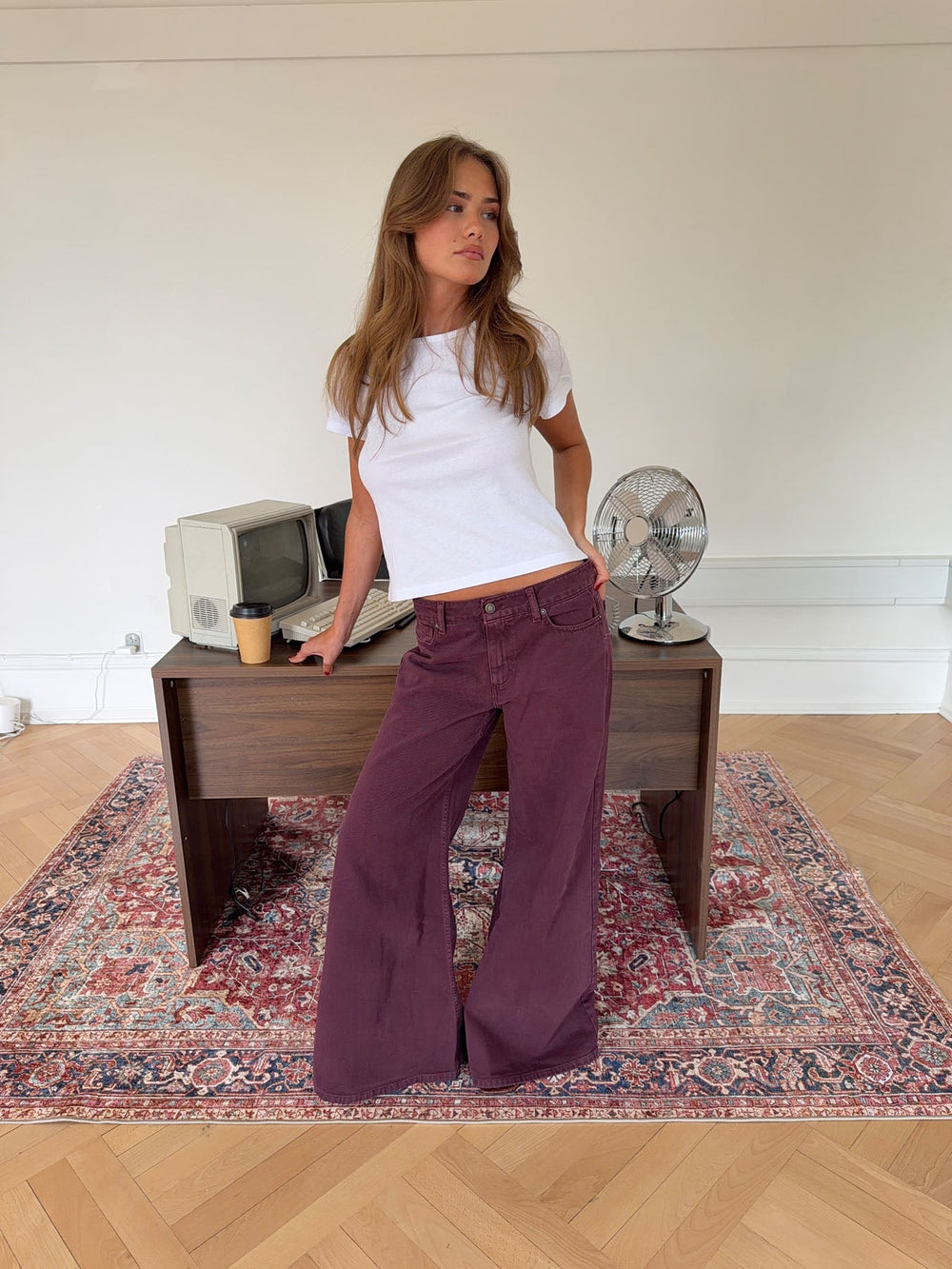 Johanne jeans with wide legs - Purple