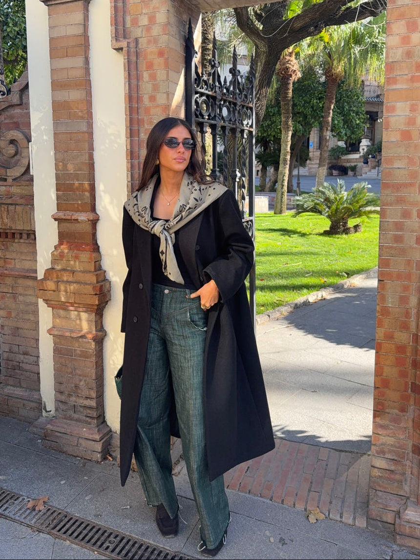 Olive jeans with details - Blue/green