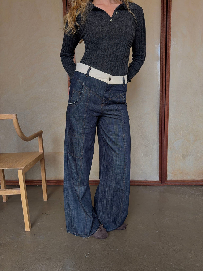 Karly jeans with details - Blue/white