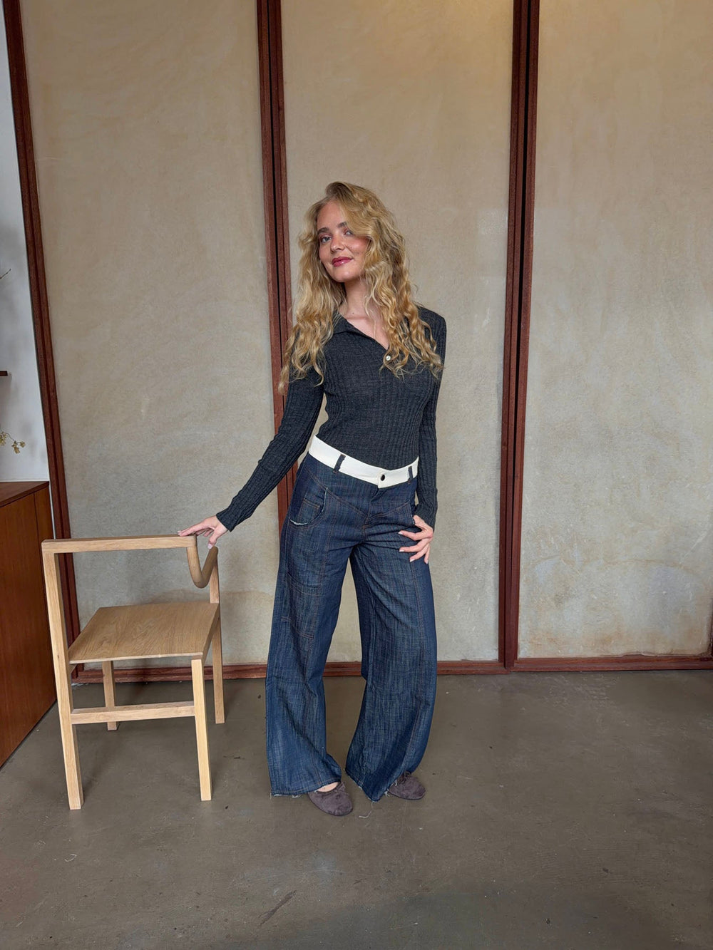 Karly jeans with details - Blue/white