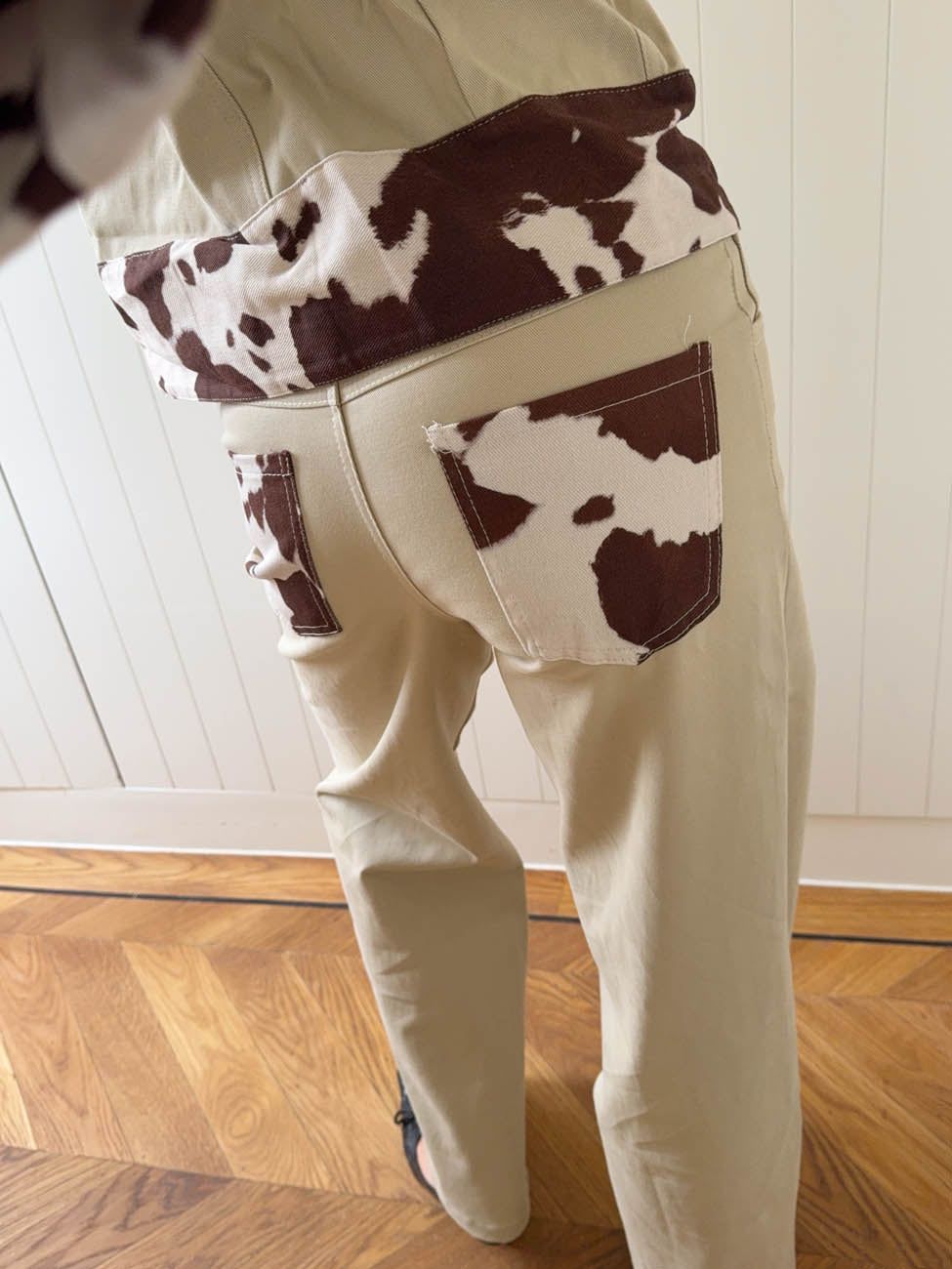 Scandivv jeans with cow print - Beige