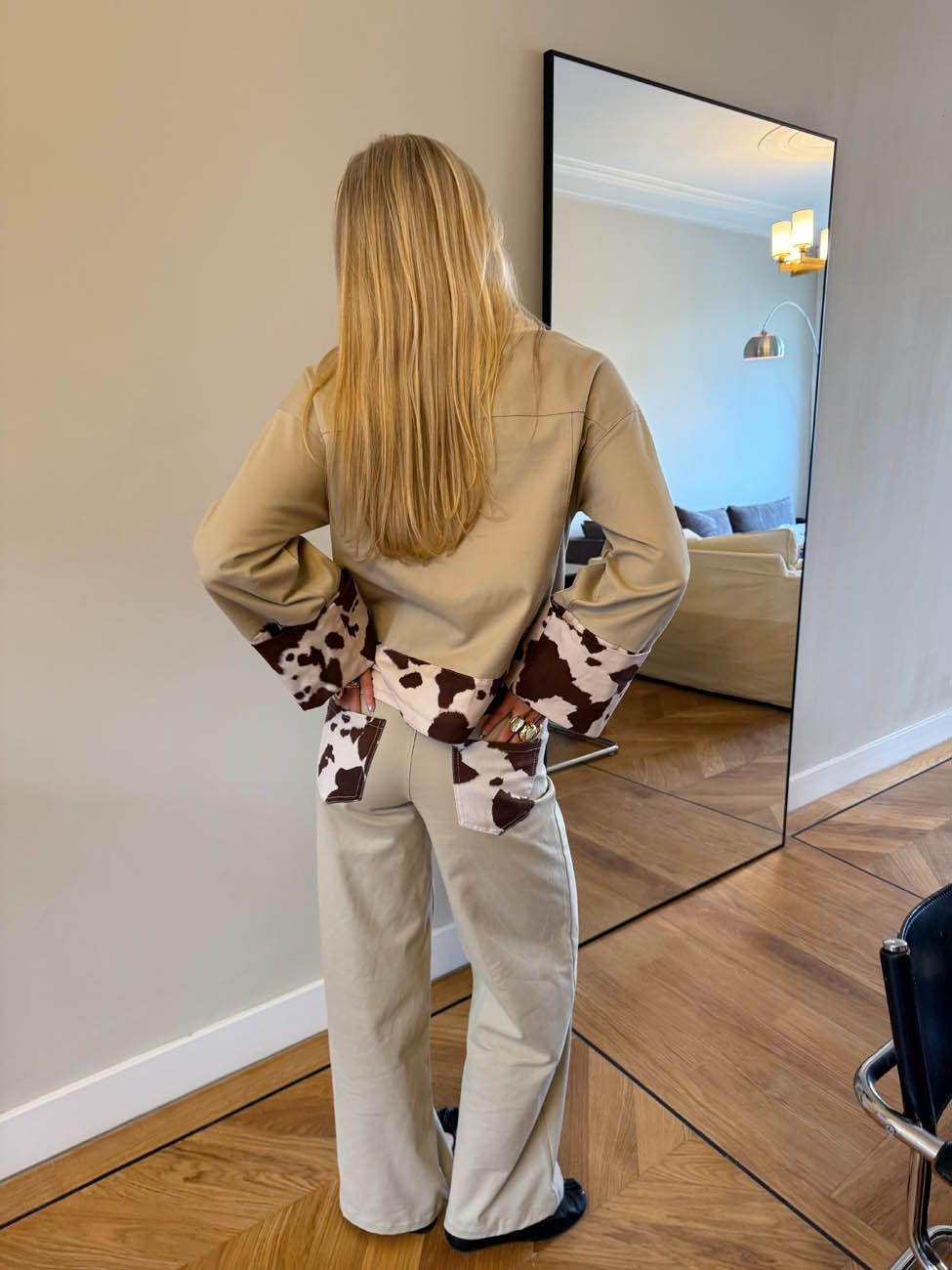 Scandivv jeans with cow print - Beige