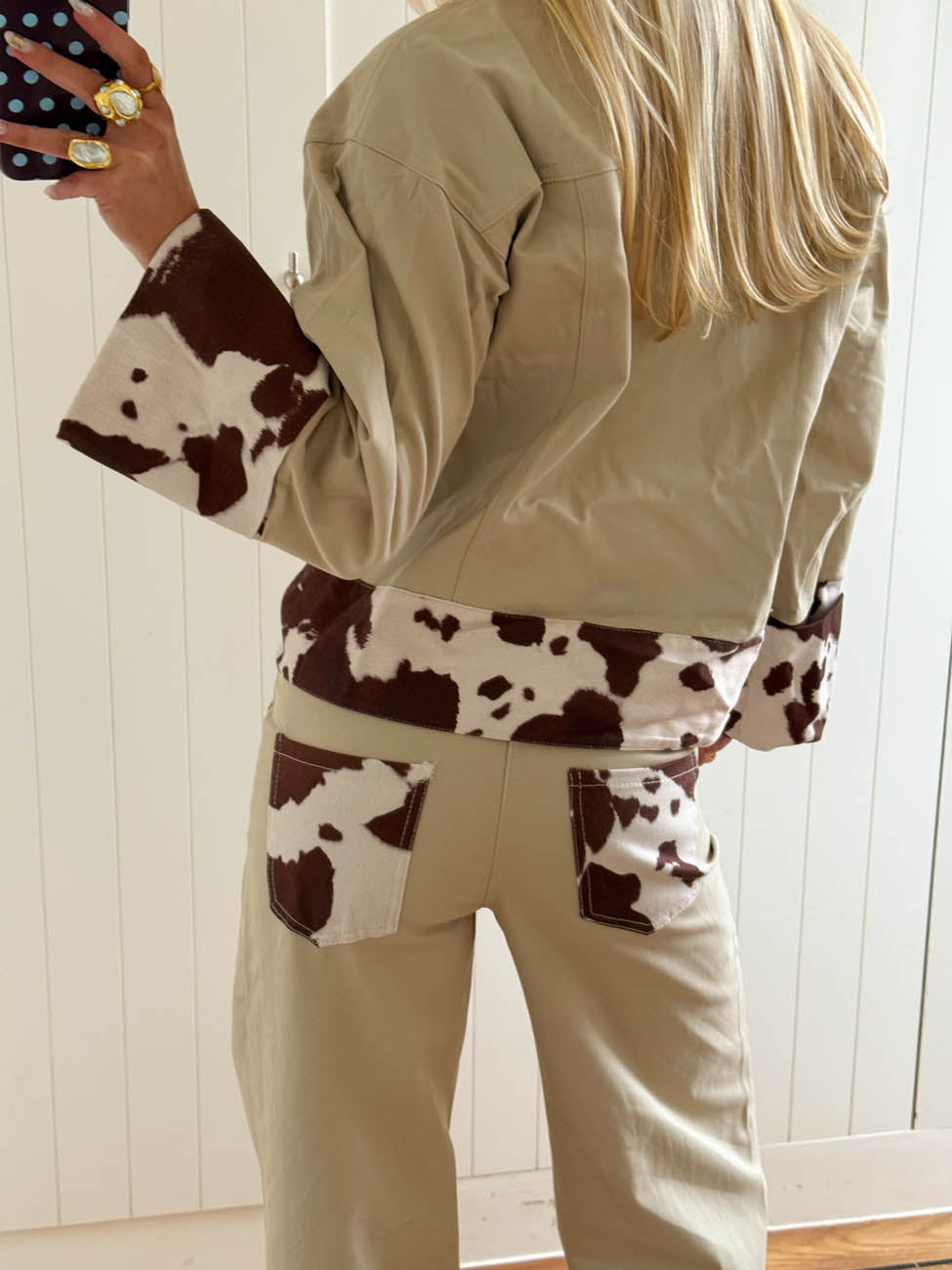 Scandivv jeans with cow print - Beige
