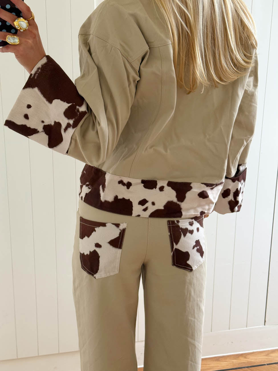 Scandivv jeans with cow print - Beige