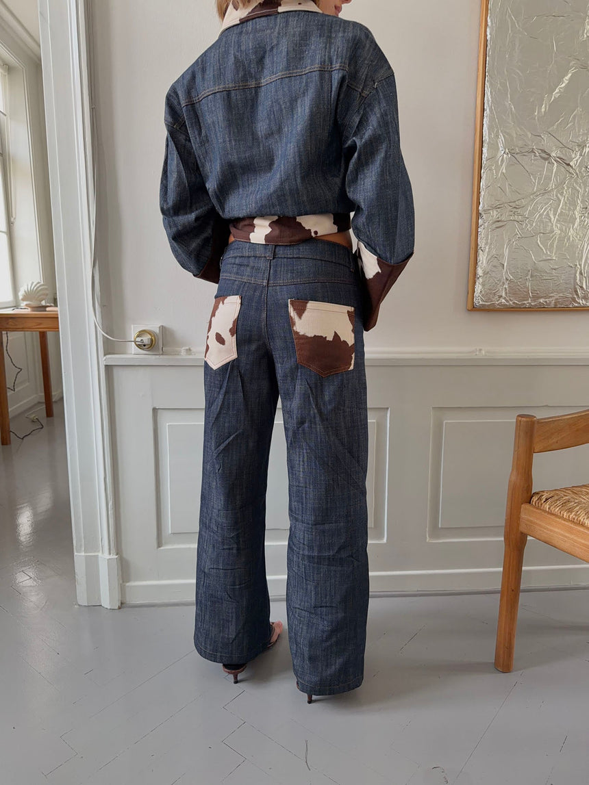 Suivinia jeans with cow print - Blue